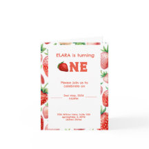 1:a födelsedag med jordgubbsodlingen ram mönster