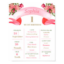 1:a födelsedag Milstolpen Blommigt Guld Rosa