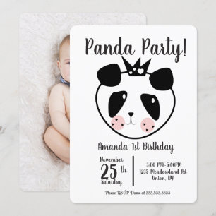 1:a födelsedag Modern söt panda Inbjudningar