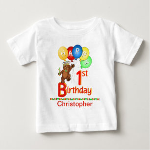 1:a födelsedag - Nallens anpassade namn Tee Shirt