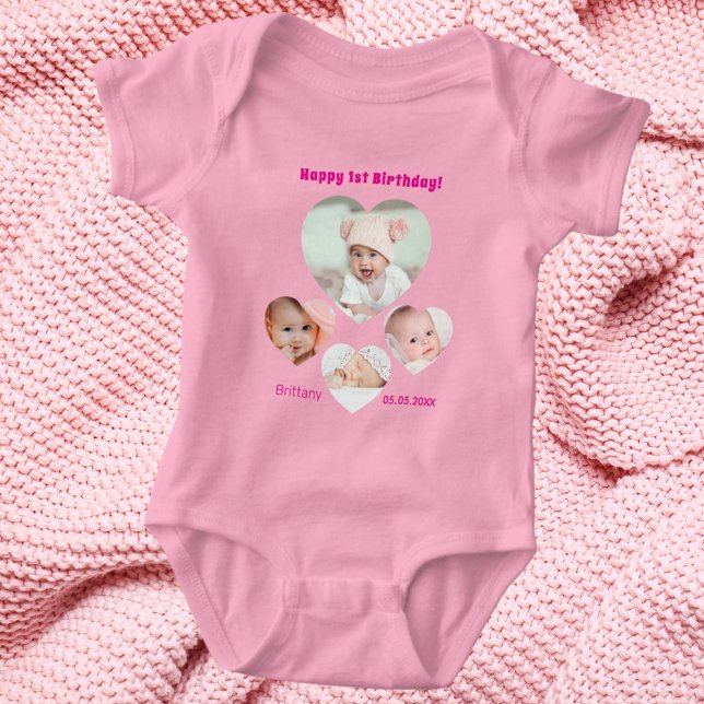 1:a födelsedag namn-fotosamlingsplatsen flicka ros t shirt (Skapare uppladdad)