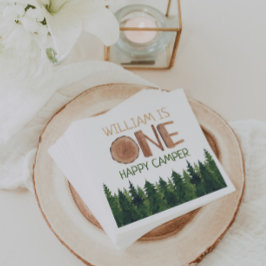 1:a födelsedag Namn Rustic 1 Lycklig Camper Pappersservett