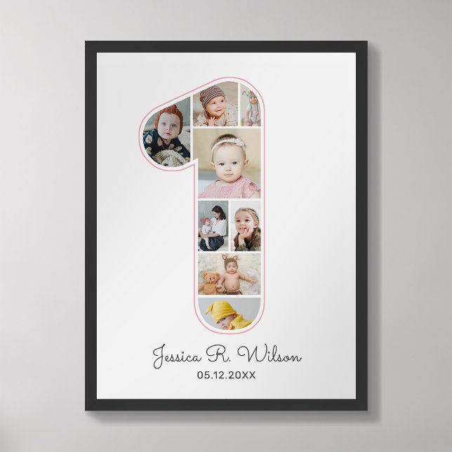 1:a födelsedag nummer 1 Fotokollage Baby Nursery Poster (Skapare uppladdad)