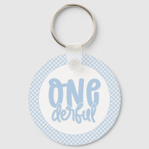 1:a födelsedag Party Cute Pastel Blue Onederc Nyckelring