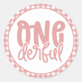 1:a födelsedag Party Cute Pastel Rosa Onederc Runt Klistermärke