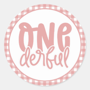 1:a födelsedag Party Cute Pastel Rosa Onederc Runt Klistermärke