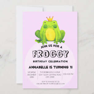 1:a födelsedag Party Froggy Prince Inbjudningar