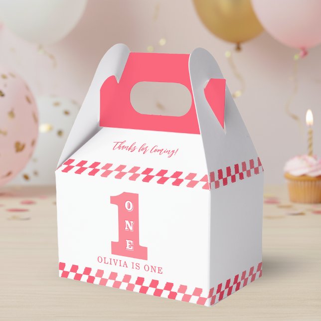 1:a födelsedag Party Girls Rosa en Presentaskar (1st Birthday Party Girls Pink One Favor Boxes
)
