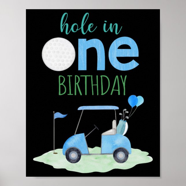 1:a födelsedag Party Golfer Hål i en födelsedag Poster (Framsidan)