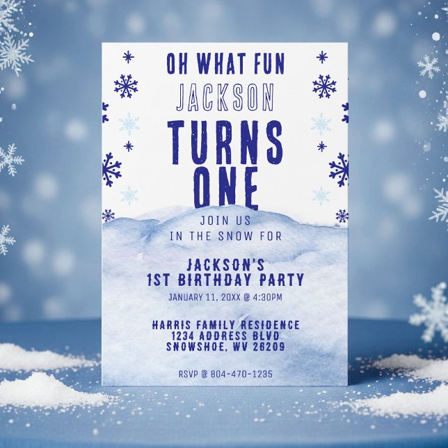 1:a födelsedag Party-vinterjul Snö Inbjudningar (1st Birthday Party Winter Snow Christmas Invitation
)