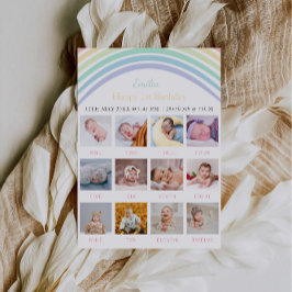1:a födelsedag: Pastel Rainbow Inbjudningar