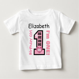 1:a födelsedag Pastel Rosa Ett års anpassat namn V T-shirt