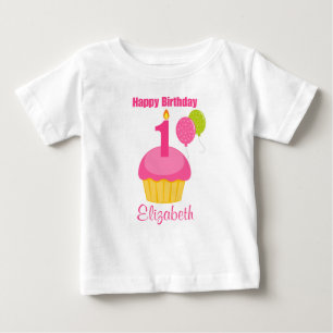 1:a födelsedag - Rosa Cuptårta T Shirt