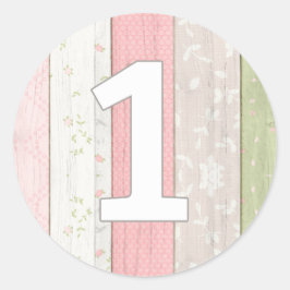 1:a födelsedag Rustic Sage Grönt & Rosa Blommigt W Runt Klistermärke