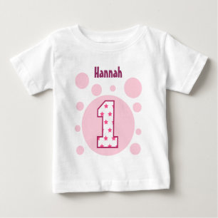 1:a födelsedag Stars och bubblor ett år gammalt V1 T-shirt
