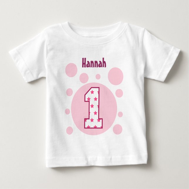1:a födelsedag Stars och bubblor ett år gammalt V1 T-shirt (Framsida)
