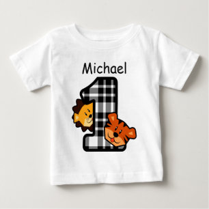 1:a födelsedag, tiger och Lejont 1 år gammalt A2 Tee Shirt