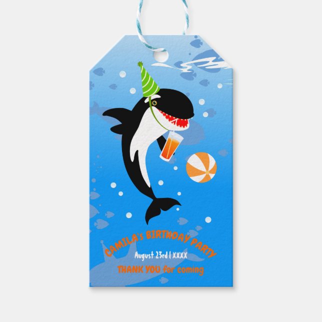 1:a födelsedag under havs- eller korkval flicka presentetikett (Framsidan)