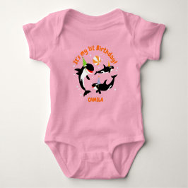 1:a födelsedag under havs- eller korkval flicka t shirt