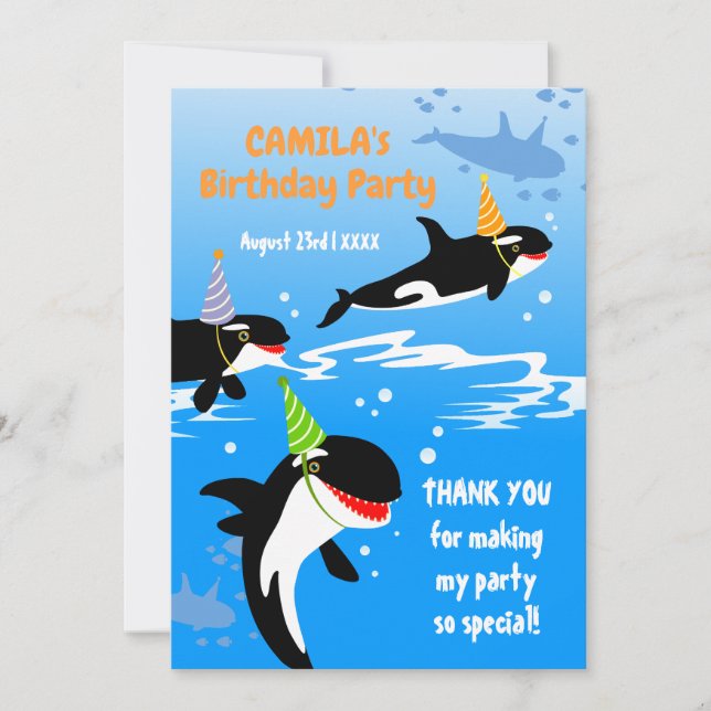 1:a födelsedag under havs- eller korkval flicka tack kort (Framsida)