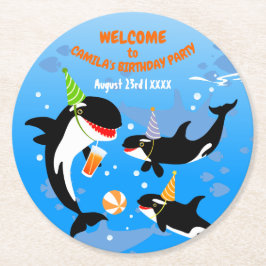 1:a födelsedag under havs- eller korkval flicka underlägg papper rund