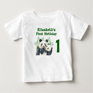 1:a födelsedag: vattenfärgspanda Bears Watercolor T Shirt