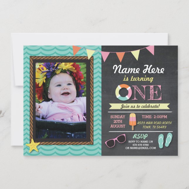 1:a födelsedagardagen, Lolly Simma Foto Party Inbj Inbjudningar (Framsida)