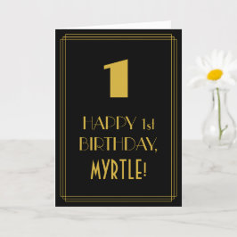 1:a födelsedagen ~ Art Deco Inspired Titta "1" & N Kort