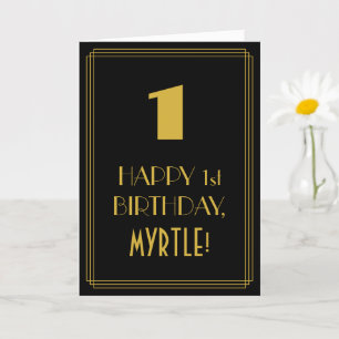 1:a födelsedagen ~ Art Deco Inspired Titta "1" & N Kort