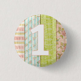 1:a födelsedagen Baby Shabby chic Ro Cottage Wood Knapp