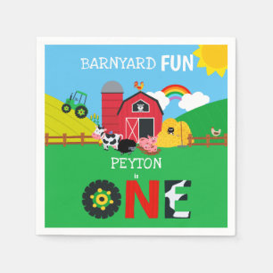 1:a födelsedagen Boskap Barnyard Roligt Kids Cute Pappersservett