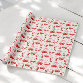 1:a födelsedagen Coquette Cherries Bows Bubble Bre Presentpapper