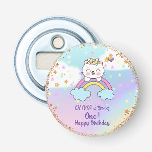 1:a födelsedagen Cute Unicorn Rainbow Stars Flasköppnare