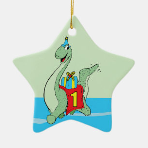 1:a födelsedagen Dinosaur Julgransprydnad Keramik