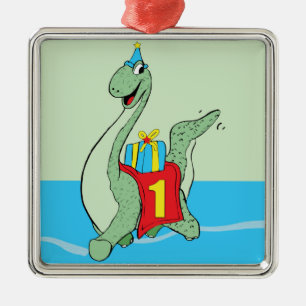 1:a födelsedagen Dinosaur Julgransprydnad Metall