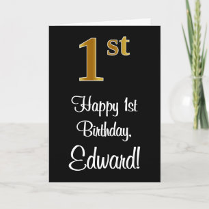 1:a födelsedagen ~ Elegant Luxurious Faux Guld Se Kort
