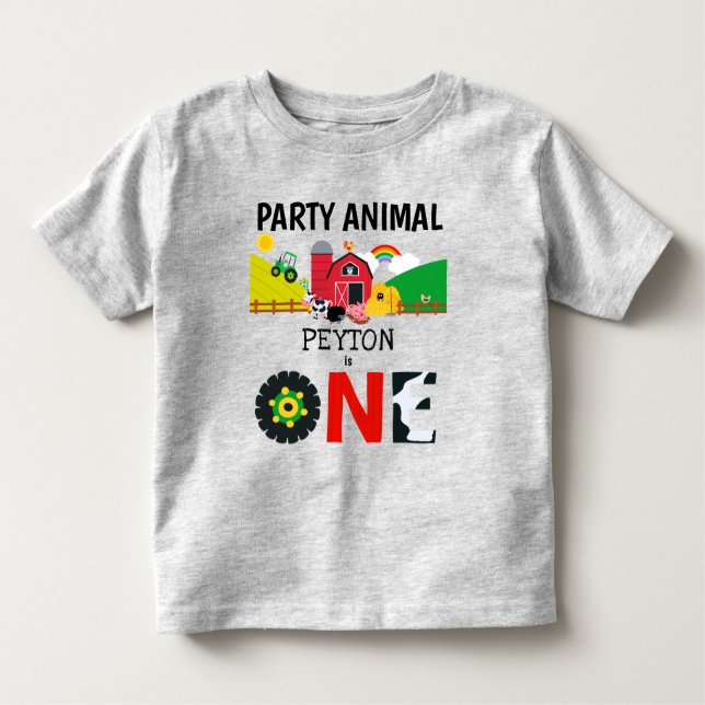1:a födelsedagen Ett år gammalt djur i Party T Shirt (Framsida)