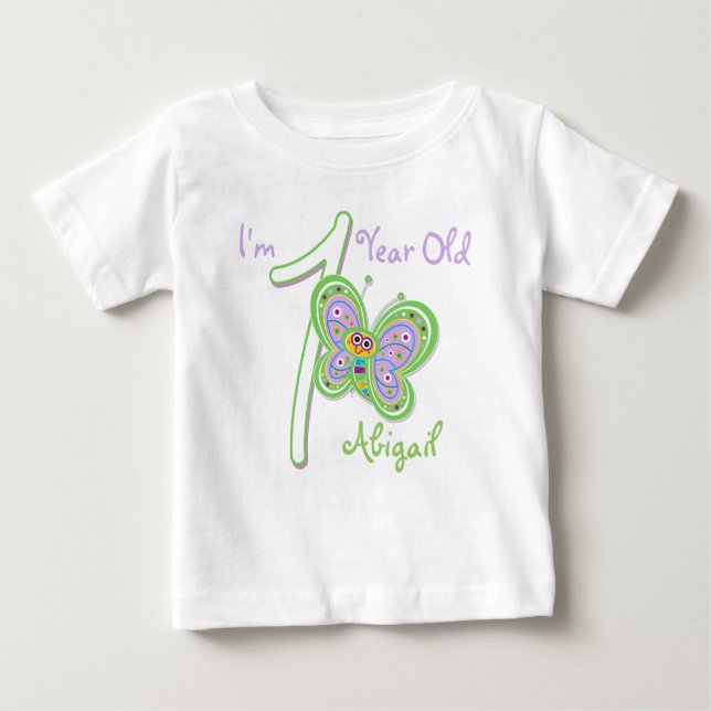 1:a födelsedagen-fjäril Baby T-Shirt (Framsida)