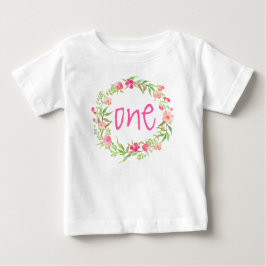 1:a födelsedagen Flicka Watercolor Blommigt Wandea Tee Shirt
