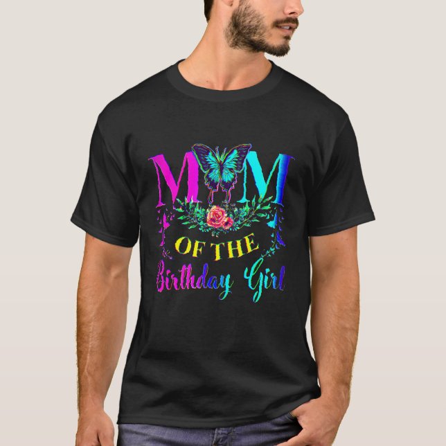 1:a födelsedagen för Mamma-matchande familjefärgfl T Shirt (Framsida)
