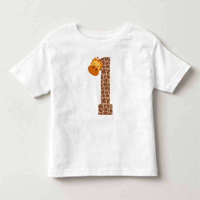 1:a födelsedagen Giraffe-djur 1 år gammal Småbarn T Shirt (Framsida)