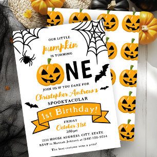 1:a födelsedagen Halloween Little Pumpkin-inbjudan Inbjudningar
