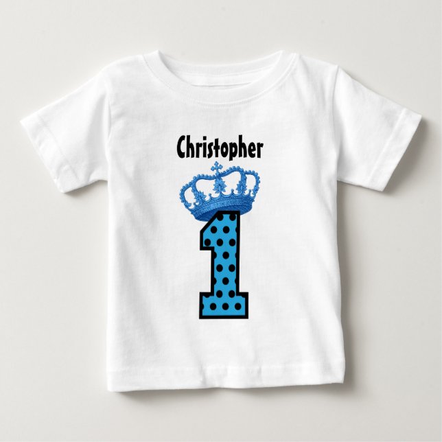 1:a födelsedagen Kung Krona Rand Ett år gammal 6 T-shirt (Framsida)
