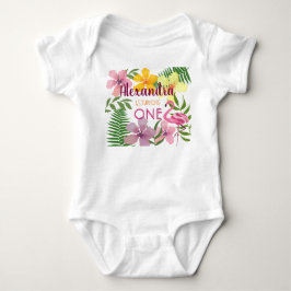 1:a födelsedagen Luau Tropical Flowers Rosa T Shirt