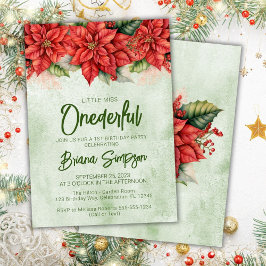 1:a födelsedagen Party Jul Poinsettia-Blommigten Inbjudningar