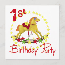 1:a födelsedagen Party Rocking Horse Inbjudningar