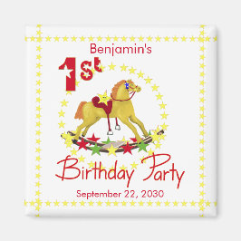 1:a födelsedagen Party Rocking Horse Magnet