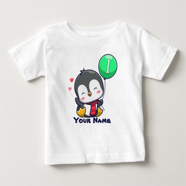 1:a födelsedagen Penguin T Shirt (Framsida)