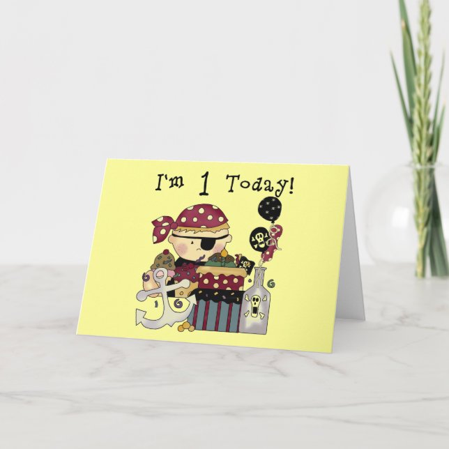 1:a födelsedagen Pirat T-shirts och gåvor Kort (Framsida)
