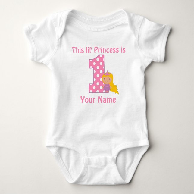 1:a födelsedagen Princess Girls Personlig Shirt Tee (Framsida)